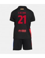 Barcelona Frenkie de Jong #21 Bortedraktsett Barn 2024-25 Korte ermer (+ bukser)